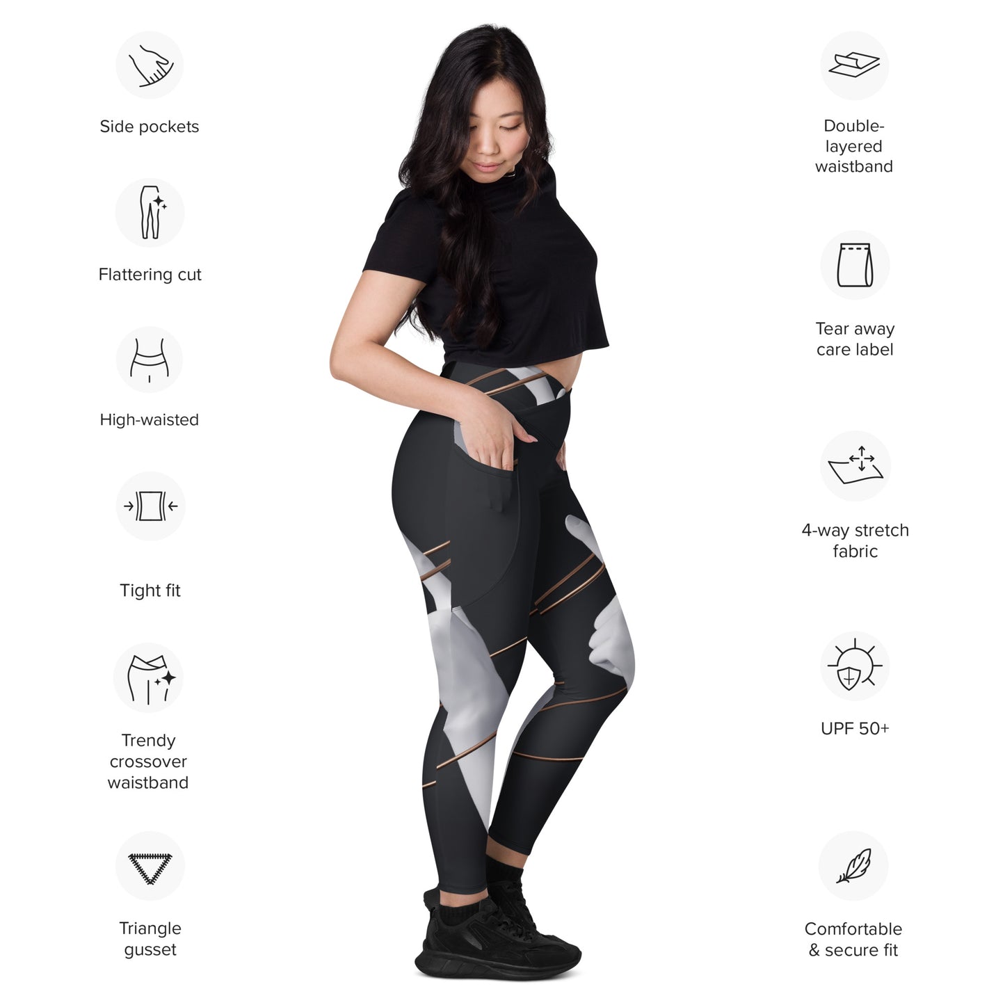 Crossover leggings with pockets