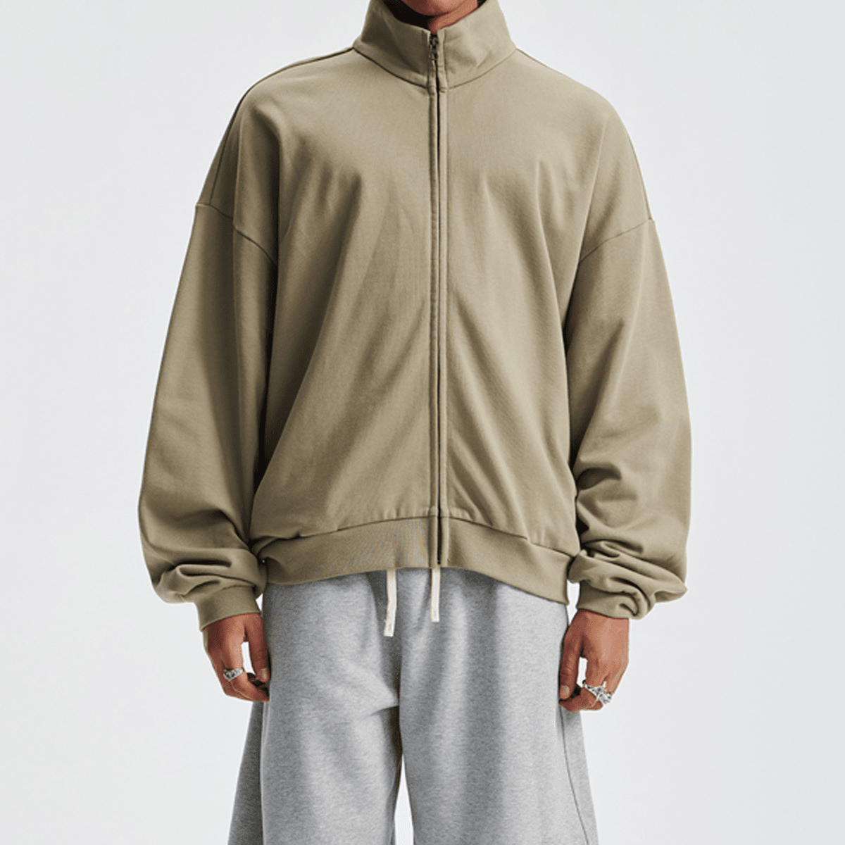 Unisex Heavyweight Brushed Stand-Collar Zip-Up Jacket (410GSM)