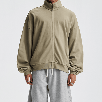 Unisex Heavyweight Brushed Stand-Collar Zip-Up Jacket (410GSM)