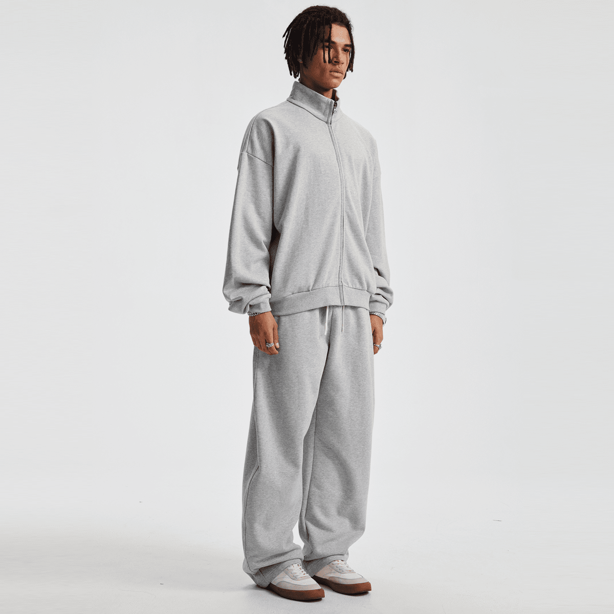 Unisex Heavyweight Brushed Stand-Collar Zip-Up Jacket (410GSM)