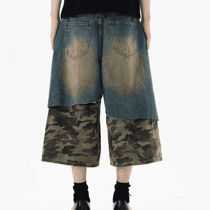 Unisex Camouflage Denim Shorts