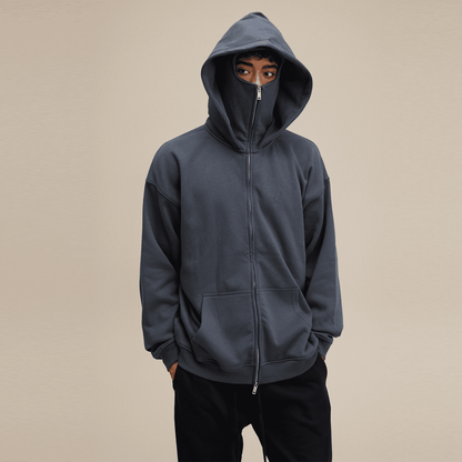 Zip-up Hoodie with Built-in Face Mask