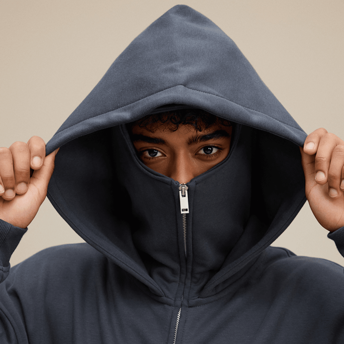 Zip-up Hoodie with Built-in Face Mask