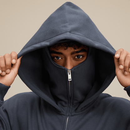 Zip-up Hoodie with Built-in Face Mask