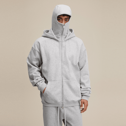 Zip-up Hoodie with Built-in Face Mask