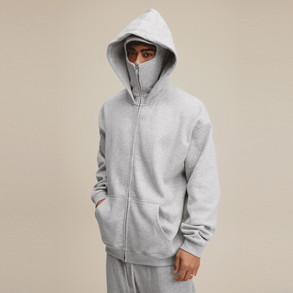 Zip-up Hoodie with Built-in Face Mask