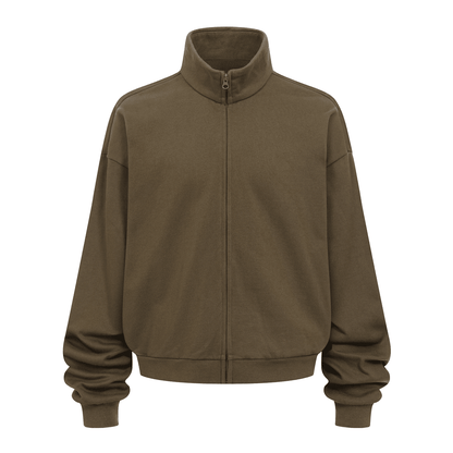 Unisex Heavyweight Brushed Stand-Collar Zip-Up Jacket (410GSM)