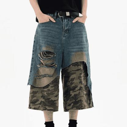 Unisex Camouflage Denim Shorts