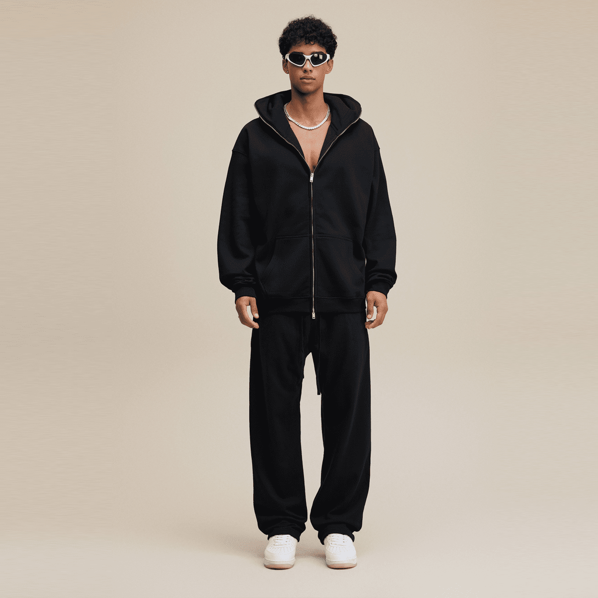 Zip-up Hoodie with Built-in Face Mask