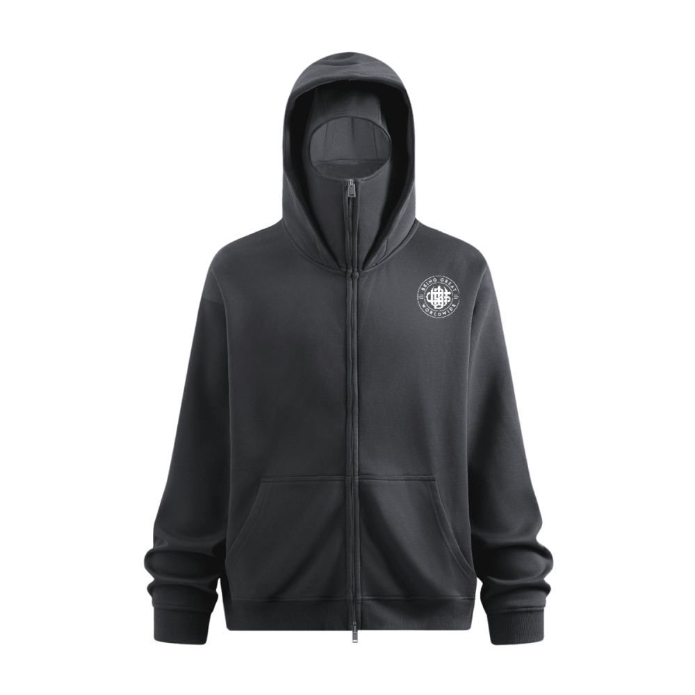 Zip-up Hoodie with Built-in Face Mask
