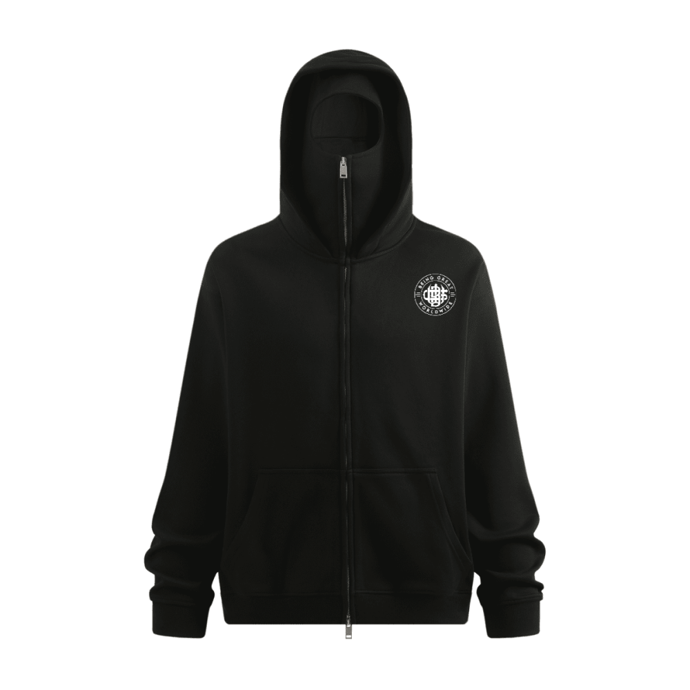 Zip-up Hoodie with Built-in Face Mask