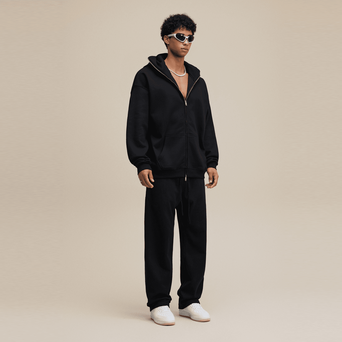 Zip-up Hoodie with Built-in Face Mask