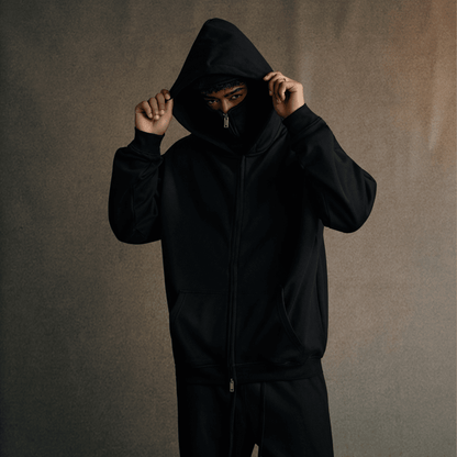 Zip-up Hoodie with Built-in Face Mask