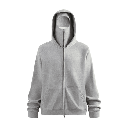 Zip-up Hoodie with Built-in Face Mask