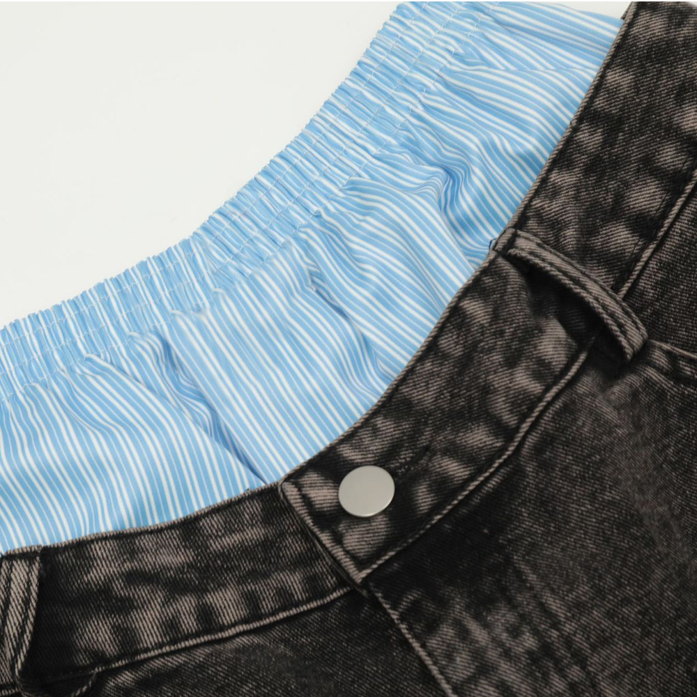 Unisex Double Waist Hip-hop Style Wide Leg Jeans