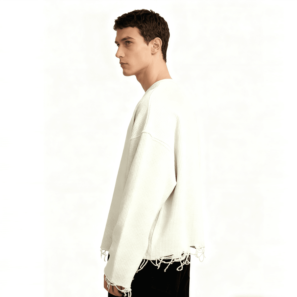 Unisex Waffle Cropped Long Sleeve Shirt(290G)