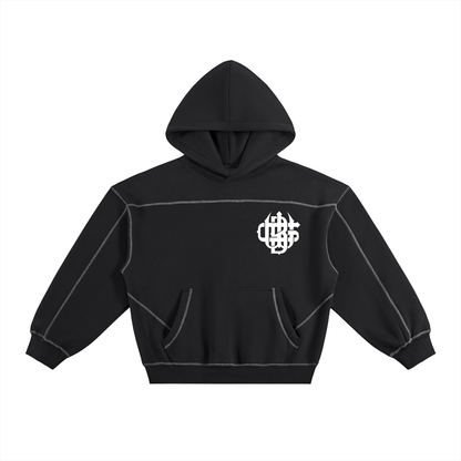 Contrast-Stitched Boxy Fleece Hoodie