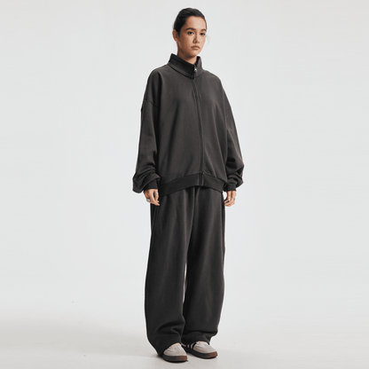 Unisex Heavyweight Brushed Stand-Collar Zip-Up Jacket (410GSM)