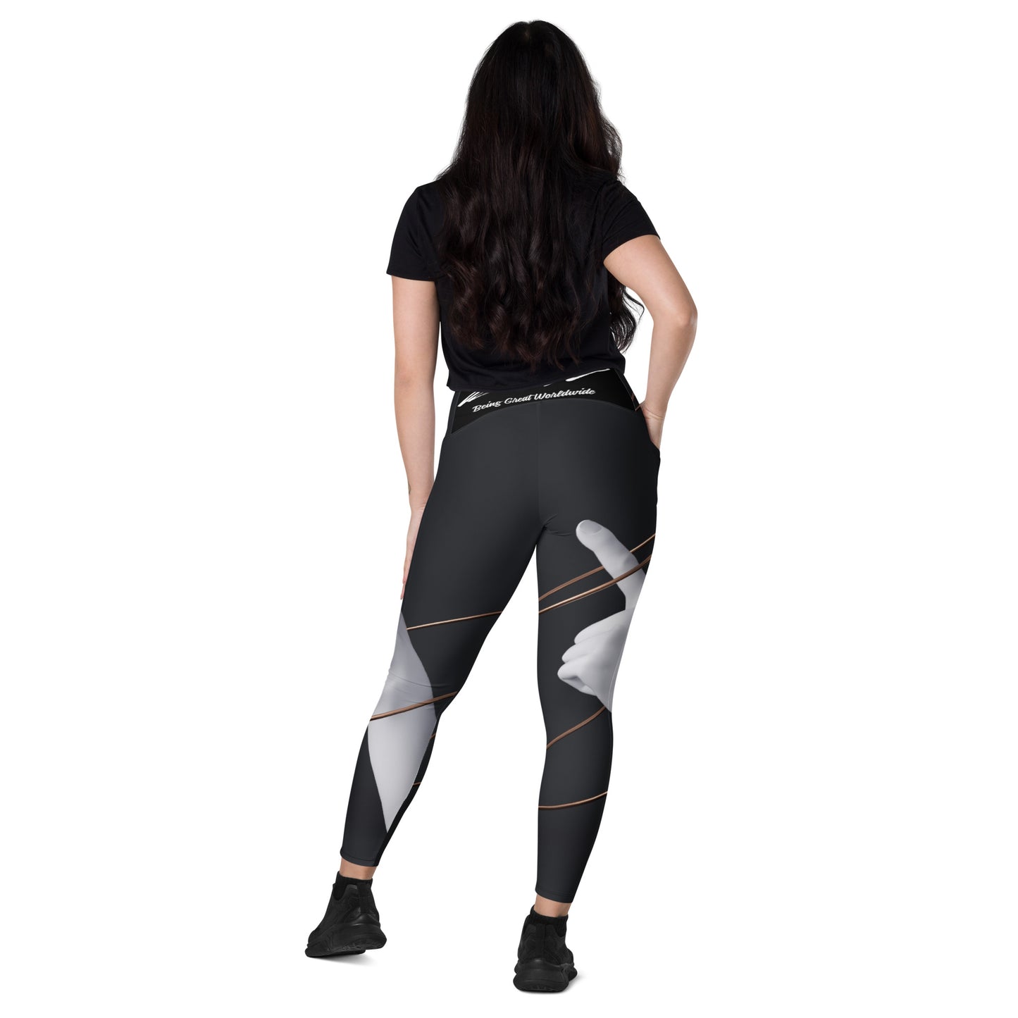 Crossover leggings with pockets